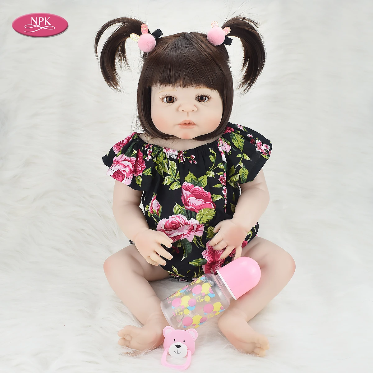 NPK полностью силиконовая кукла Reborn baby girl игрушки для купания девочек 55 см