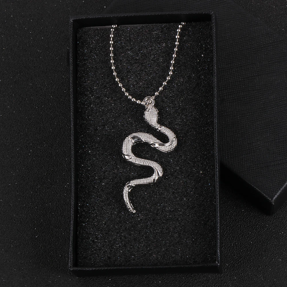 

2020 Trendy Animal Snake Pendant Necklace Men Women Punk Rock Silver Color Collier Serpent 18" Ball Chain Choker Necklace