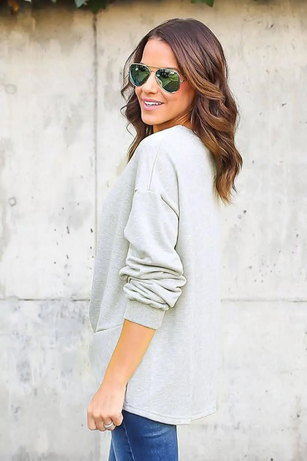 Свитшот с длинным рукавом черный/синий/серый | Женская одежда