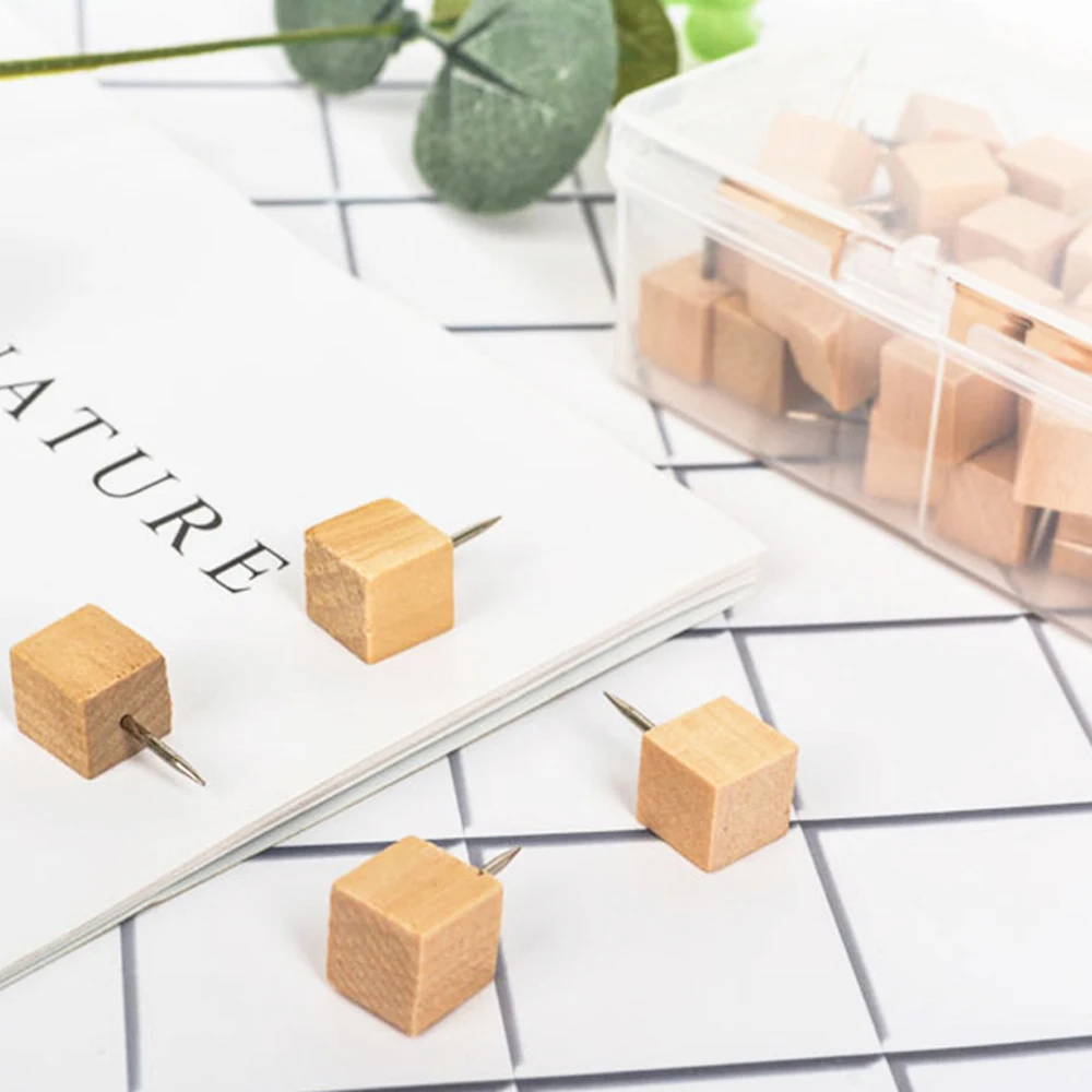 

18/50/60/100 Pcs Wooden Thumbtack Board Pins Push Drawing Photo Wall Cork Studs Painting Tool Pushpin Office School Supplies