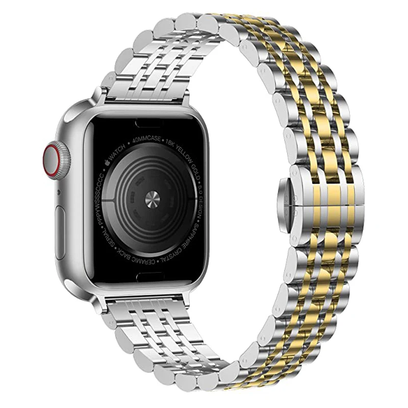 

Stainless Steel Metal Strap for Apple Watch 7 6 SE 5 3 Metal Slim Band for IWatch Series 41mm 45mm 40mm 44mm 38mm 42mm Bracelet