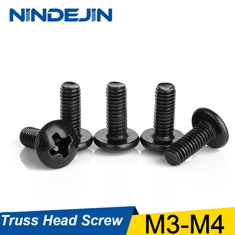 Nindjin 30/40 шт. M3 M4 TM шурупы Phillips Truss черные электронные саморезы из углеродистой