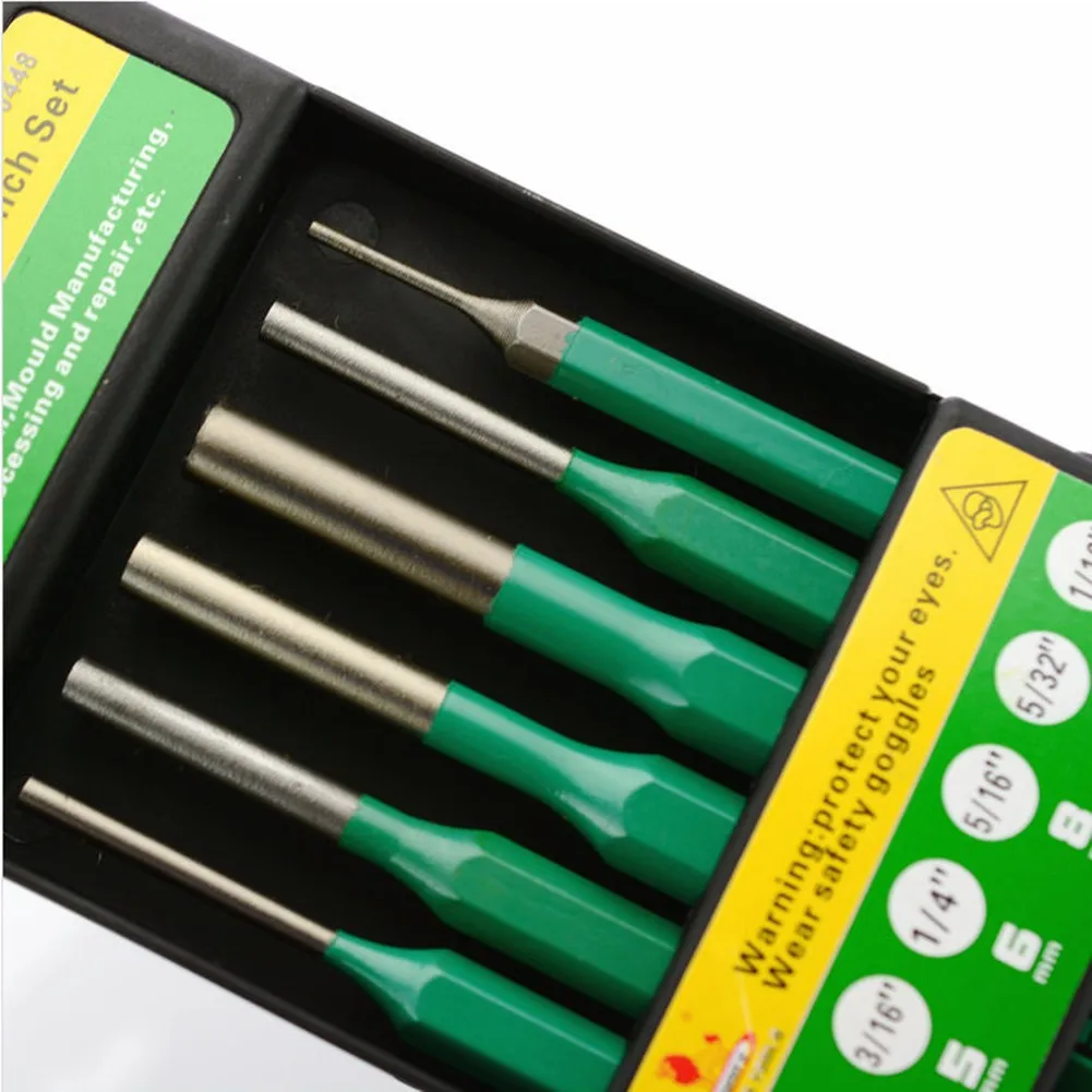 

Heavy Duty Punch Set Multiple Roll Pin Tool 1.5mm 3mm 4mm 5mm 6mm 6pcs