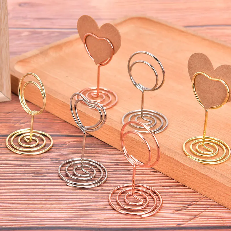 

Wedding Heart Photo Clip Table Number Stand Desktop Deco Metal Place Card Holder