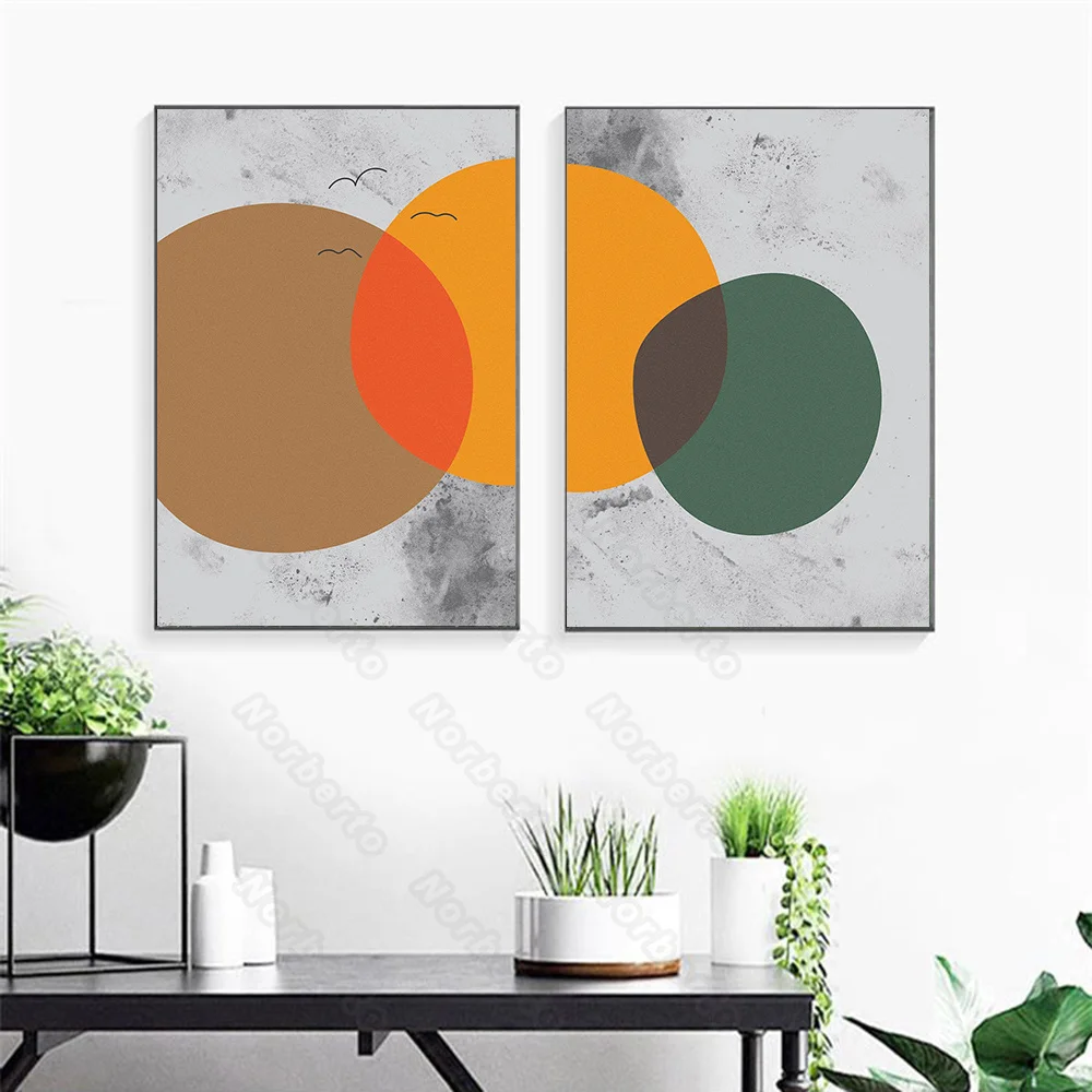 Картина на холсте и плакаты в скандинавском стиле серый фон темно-желтый