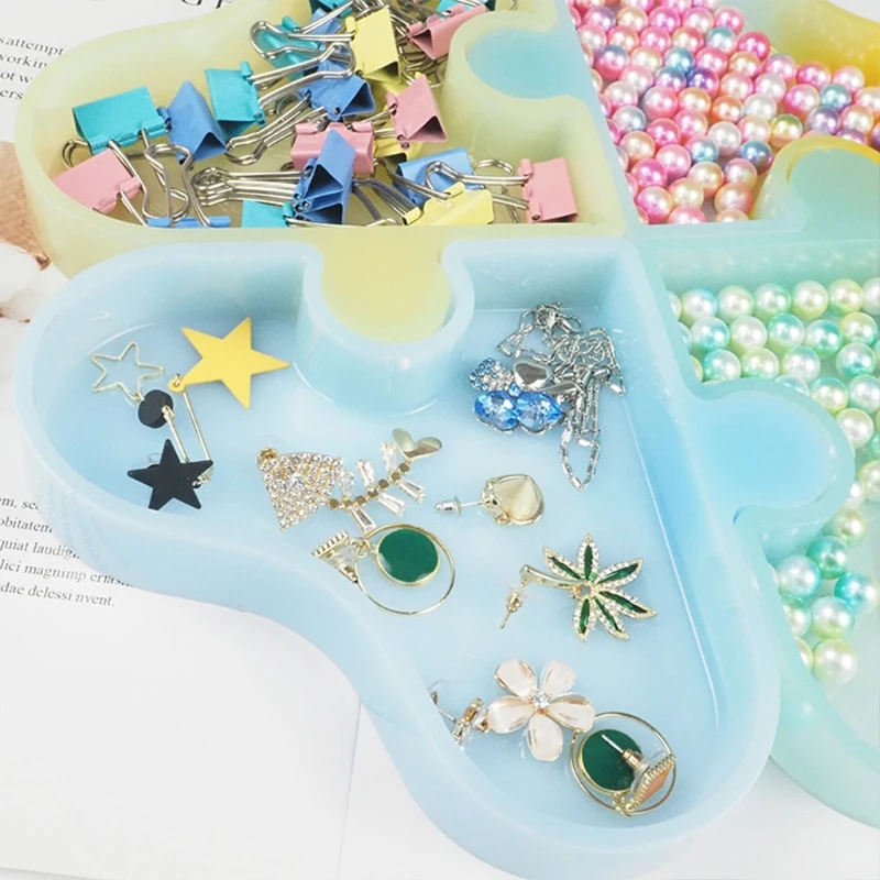 

4Pcs Jewelry Container Resin Mold Love Heart Platter Storage Box Silicone Mould R3MC