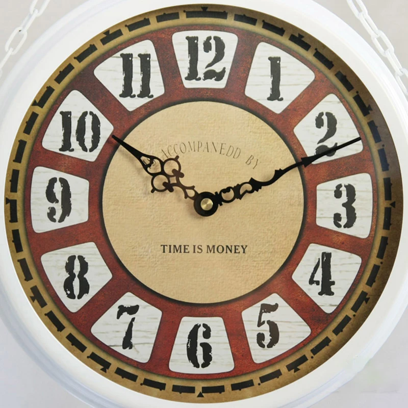 

Retro Double Sided Wall Clock Wrought Iron Watch Wall Clocks Klok Reloj Wanduhr Metal Relogio Parede Duvar Saati Horloge Murale