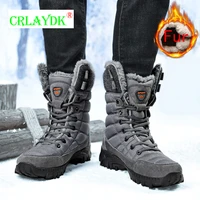 crlaydk 2021 winter new men insulated boots mid calf keep warm water resistant military snow bootie fur lined cold weather shoes