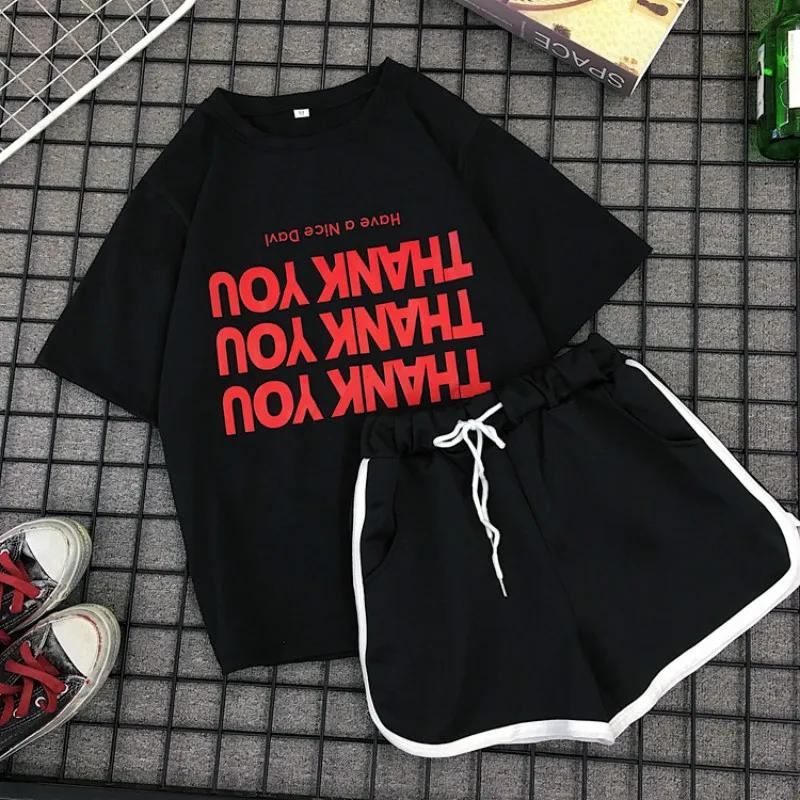 2020 nueva ropa deportiva Casual de verano para mujer conjunto dos piezas pantalones cortos Conjunto pijama Color | Женская одежда