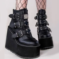 2021 punk brand new ins hot platform high heels gothic style vampire wedges shoes cosplay fashion motorcycles ankle boots women