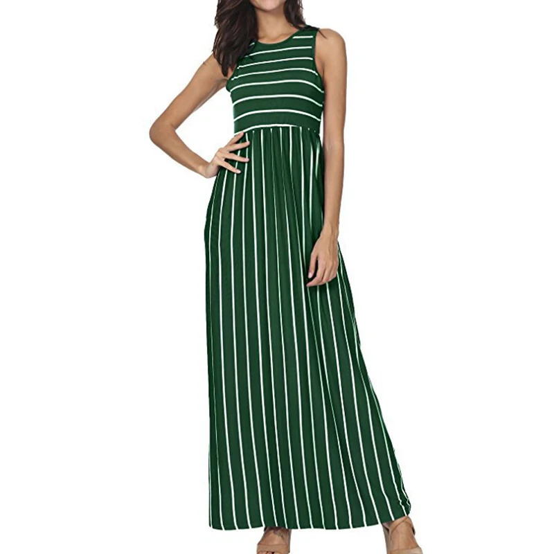 Женское летнее платье без рукавов в полоску с милым принтом Джокер Элегантное