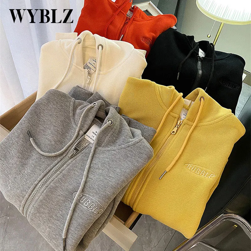 

Thickened Plush Hoodie Women's Autumn Winter 2021 New Korean Loose Polar Fleece Cardigan with Zipper Letter Jacket Female Coat