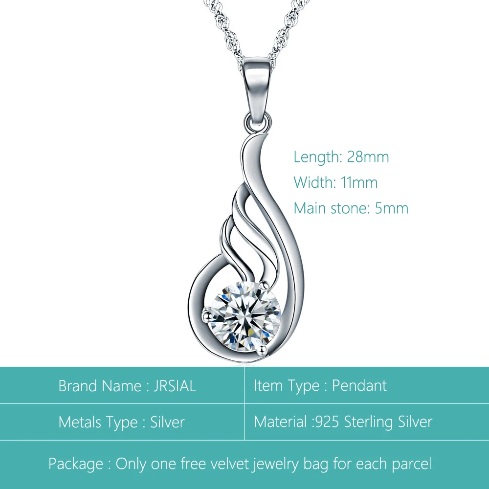 JRSIAL 925 Sterling Silver Inlaid Zircon Pendant Fashion Classic Necklace Accessories Personality Clavicle Chain JRP0049-50 | Украшения и