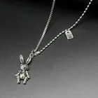 Ожерелье с подвеской в виде кролика из стерлингового серебра 925 пробы для женщин, винтажные цепочки ручной работы в стиле хип-хоп, ювелирные изделия для вечеринок