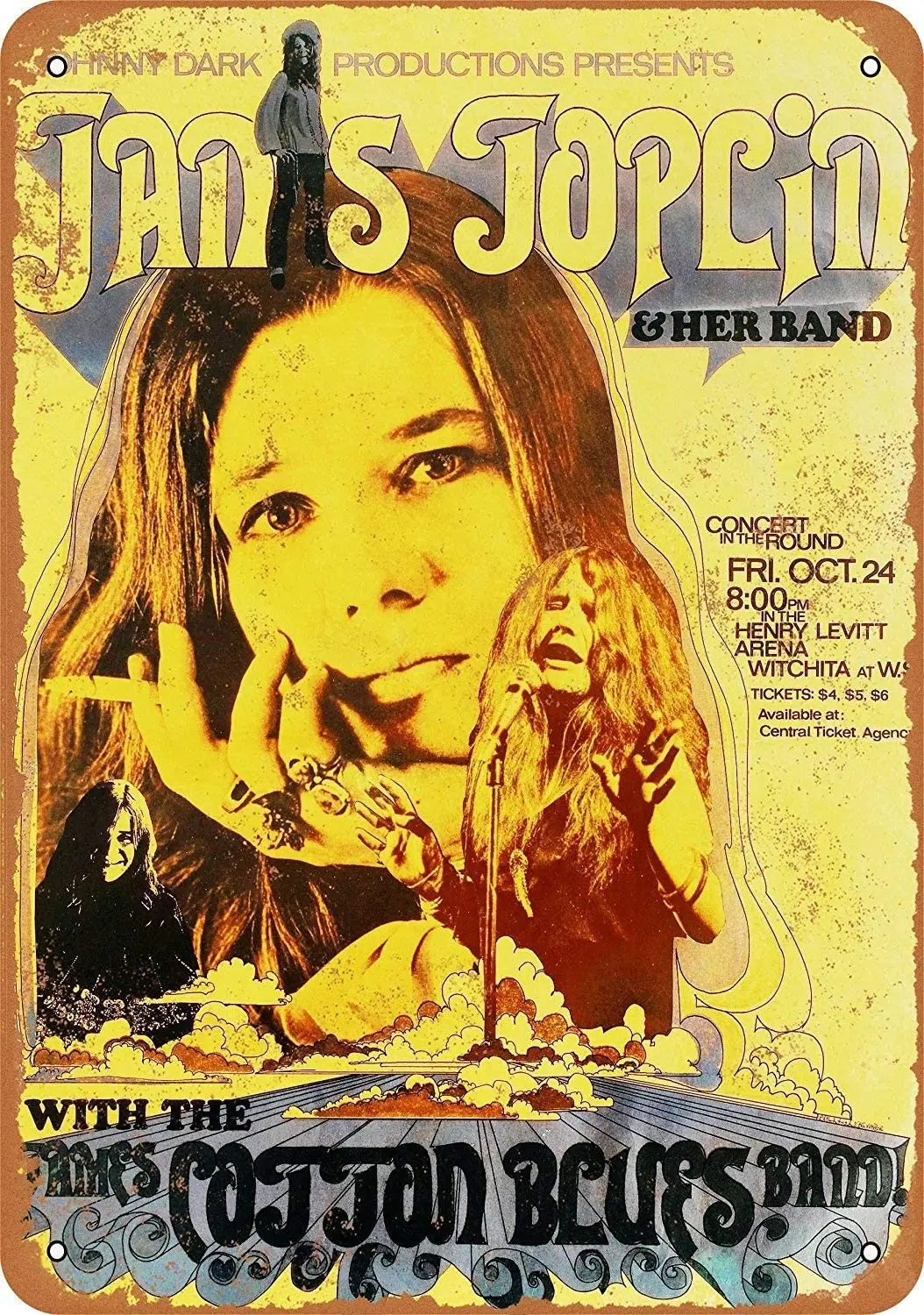 

JUCHen 1969 Janis Joplin in Wichita New Metal Aluminum Sign BBQ Art Barbecue Garden Party Beer Man Cave Decor Novelty Art