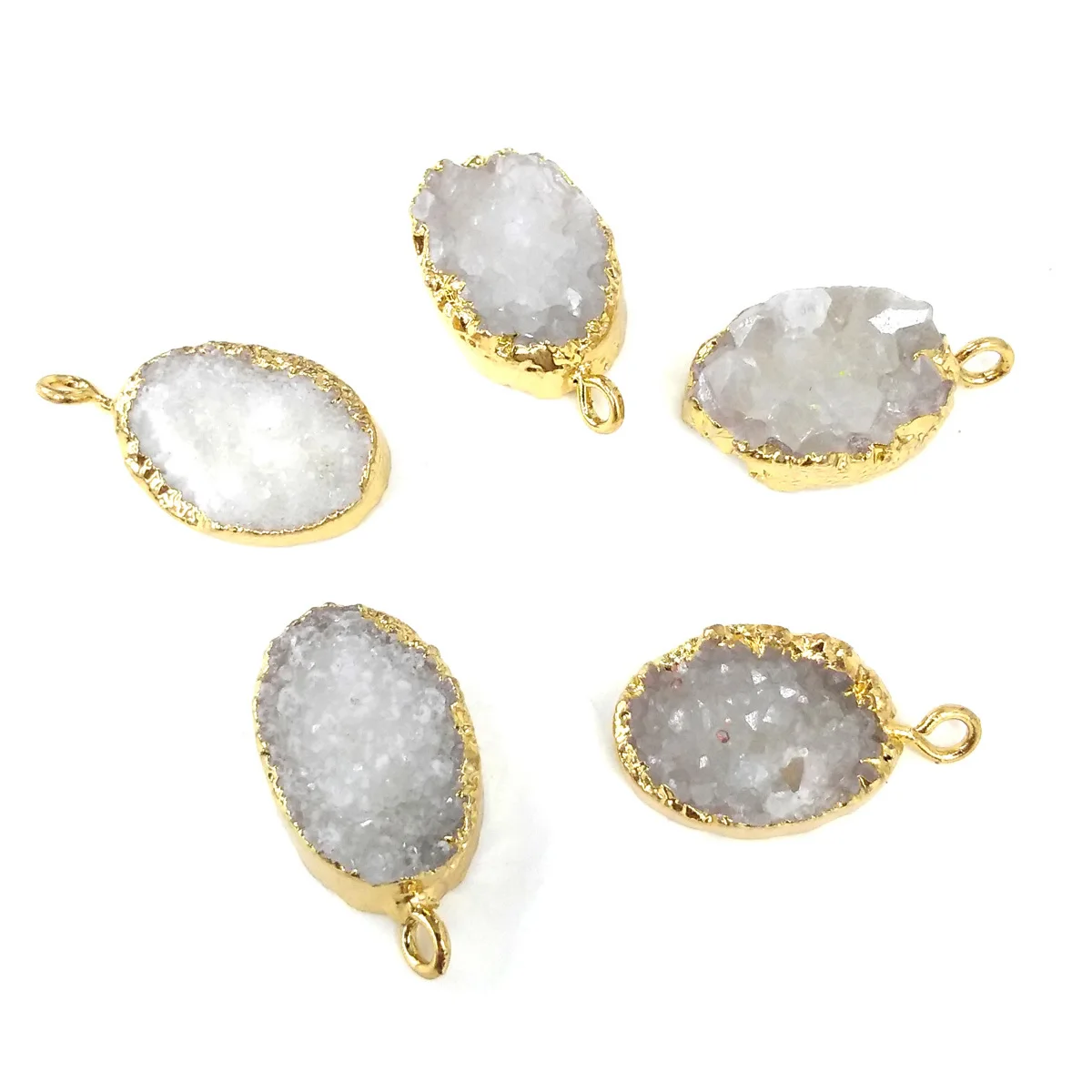 Натуральный камень кварца овальной формы Подвески Кристалл Кластер ожерелье