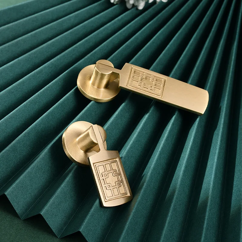 

Pure Copper Furniture Handle New Chinese Solid Wood Furniture Golden Wardrobe Door Drawer Nordic Single Hole Pendant Brass Pull