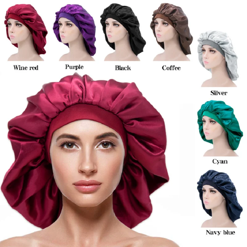 

African Pattern Print Bonnet Hijabs Hat Women Night Sleep Cap Double Layer Satin Turban Extra Large Head Wear Lady Head Wrap Hat