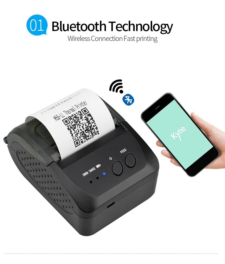 Portable Mini Bluetooth Printer Thermal Receipt Printer Pocket Ticket Machine For Mobile Phone Android iOS PC 58mm