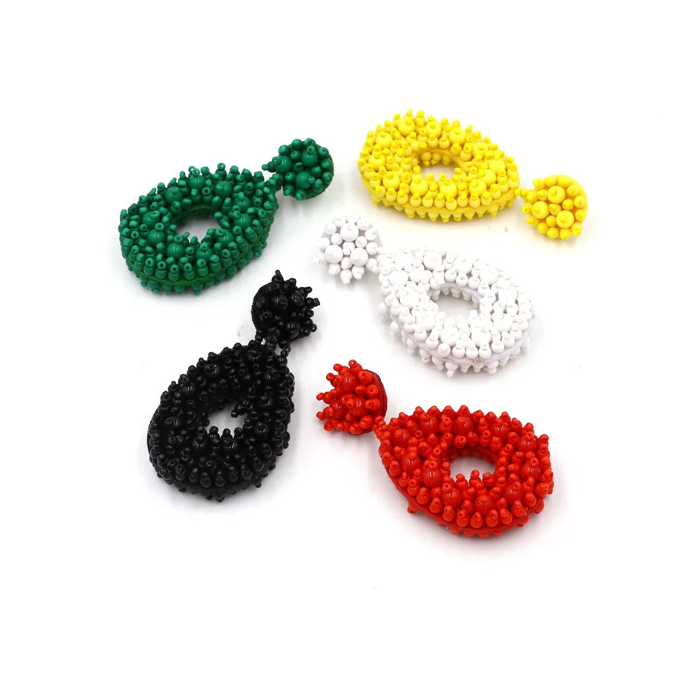 

women's beads earrings big fashion jewelry dangle earring hand-woven rice beads drop earrings pearl Earrings hot-selling trendy