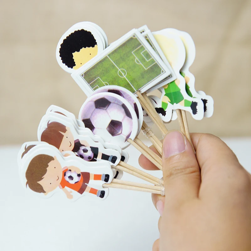 24 шт. бамбуковые топперы для капкейков мальчиков|football boys|football footballfootball birthday party