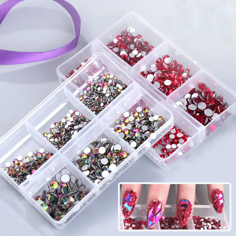 

1000pcs Colorful Flatback Shiny Crystals AB Rhinestones SS6/SS8/SS10/SS12/SS16/SS20 Non-Hotfix Bulk Crystals For Nail Gems