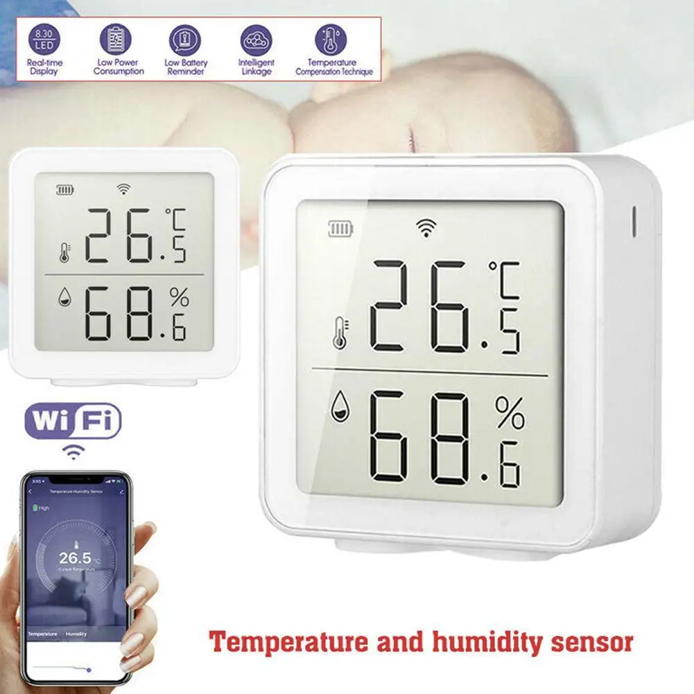 

Temperature And Humidity Sensor Indoor Hygrometer Thermometer, Display, With LCD Home Suitable Smart For Tuya L9K6