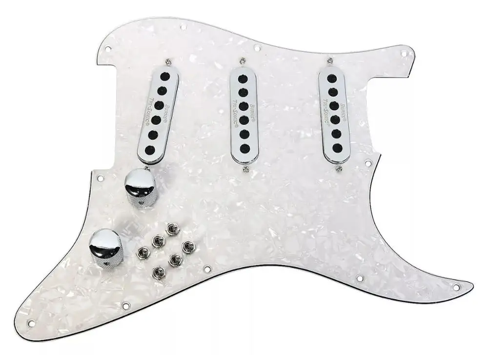 Burns London Mini Tri-Sonics Brian CAN Strat loated Pickguard хром белый жемчуг