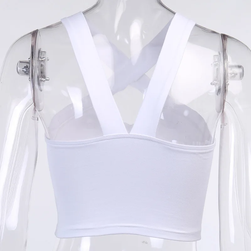

Summer solid color slim sexy vest female hollow halter strapless vest