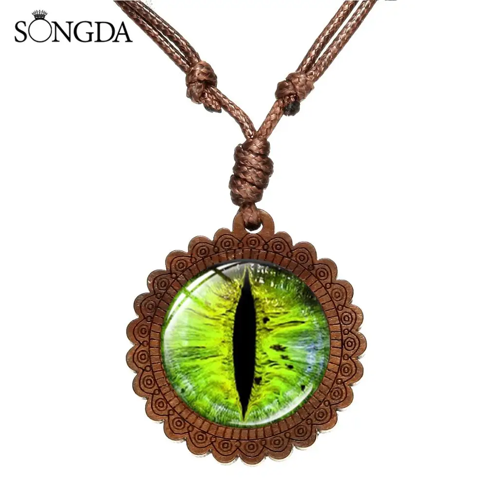 С камнем капелькой зеленого цвета Дракон ожерелье глаза панк объектив &quotоко