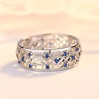 Винтажное женское маленькое кольцо с синим кристаллом, Модные полые обручальные кольца для женщин, простое серебряное кольцо для помолвки