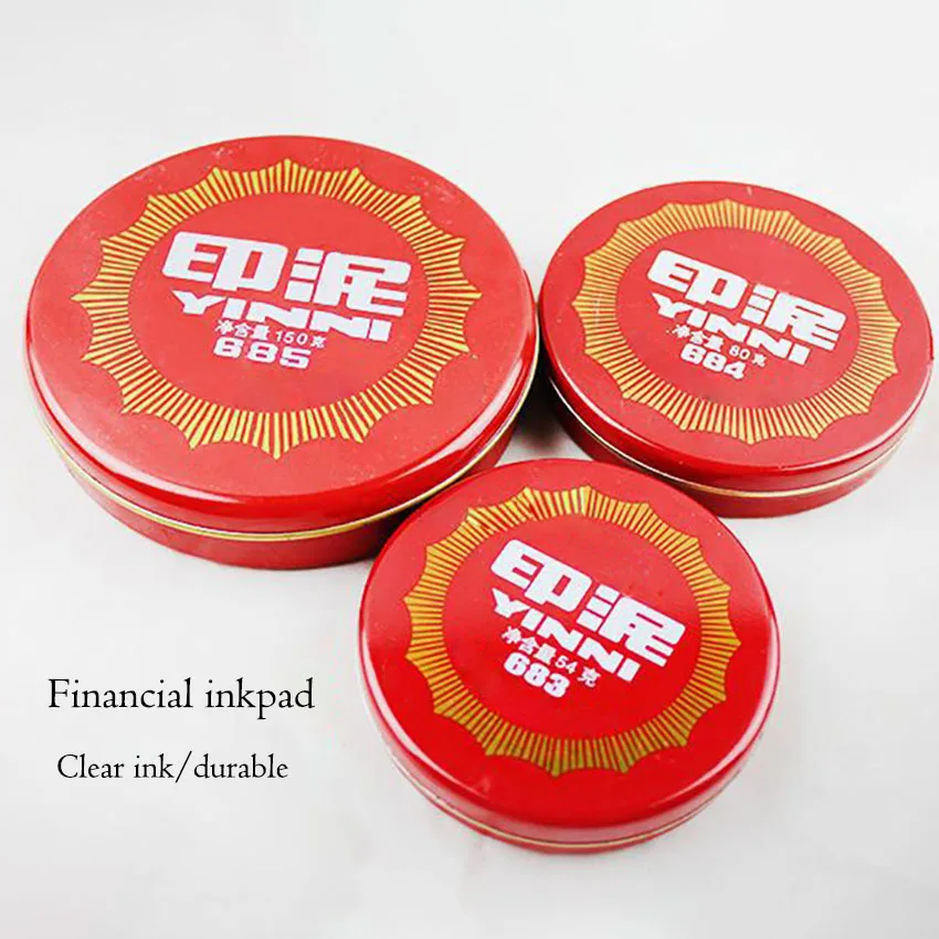 1Pc Red Round Inkpad Portable Office Accounting Tin Box Ink Pad| DIY Scrapbooking Calligraphy Inkpad Stamp Sealing Decoration