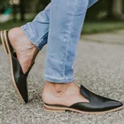 Женские кожаные шлепанцы Laamei, на низком каблуке, с острым носком, сандалии в стиле пэчворк, женская обувь, 2020