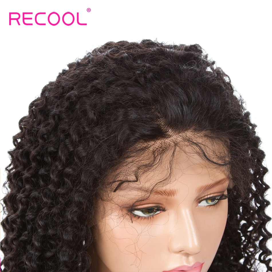 Recool курчавый кудрявый парик 13X6 фронта шнурка человеческих волос парики