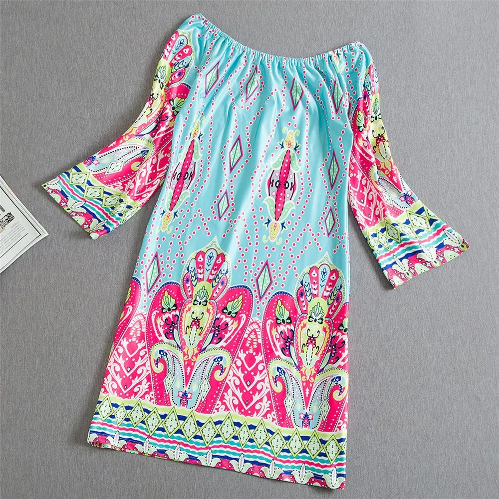 Модное богемное летнее платье с принтом пляжные винтажные сексуальные женские