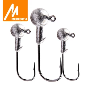 MEREDITH 1.5g2g3.5g5g7g10g14g покрытие из высокоуглеродистой нержавеющей головки крючок джиг приманки рыболовные крючки для мягкой приманки