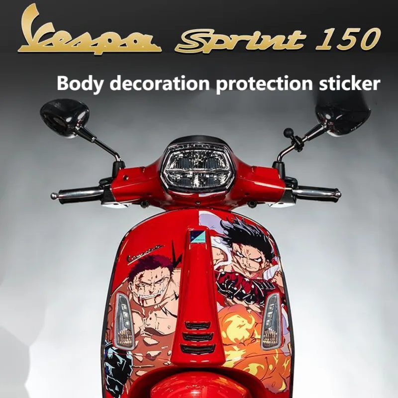 

Motorcycle Decal Print Pirate King Pull Flower Protection Sticker Decoration Modification for Vespa Primavera 150 and Sprint 150