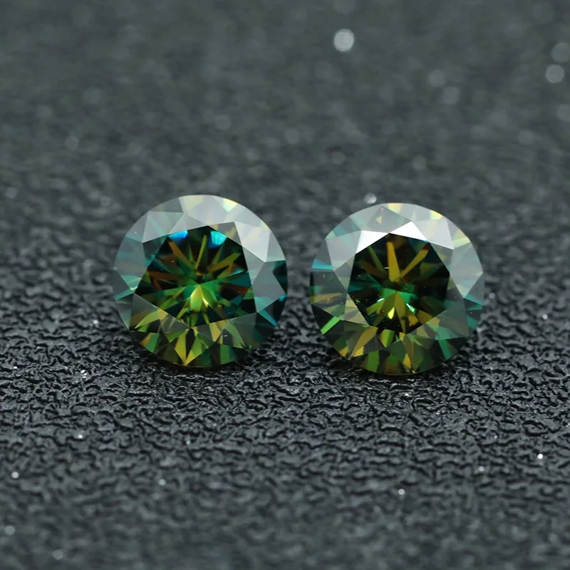 1 Carat Yellow Green Color VVS Round Moissanite Loose Stone for Diy Jewelry 100% Gra Moissanite Gemstone Pass Diamond Tester