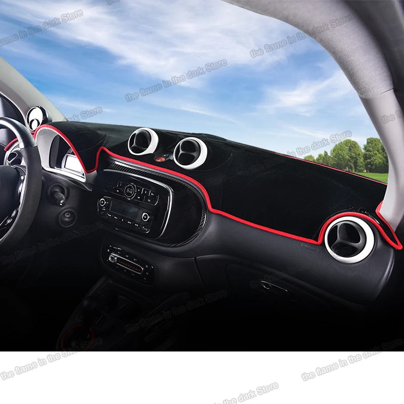 Lsrtw2017 полиэстер коврик для приборной панели автомобиля smart fortwo forfour 204 2015 2016 2017 2018