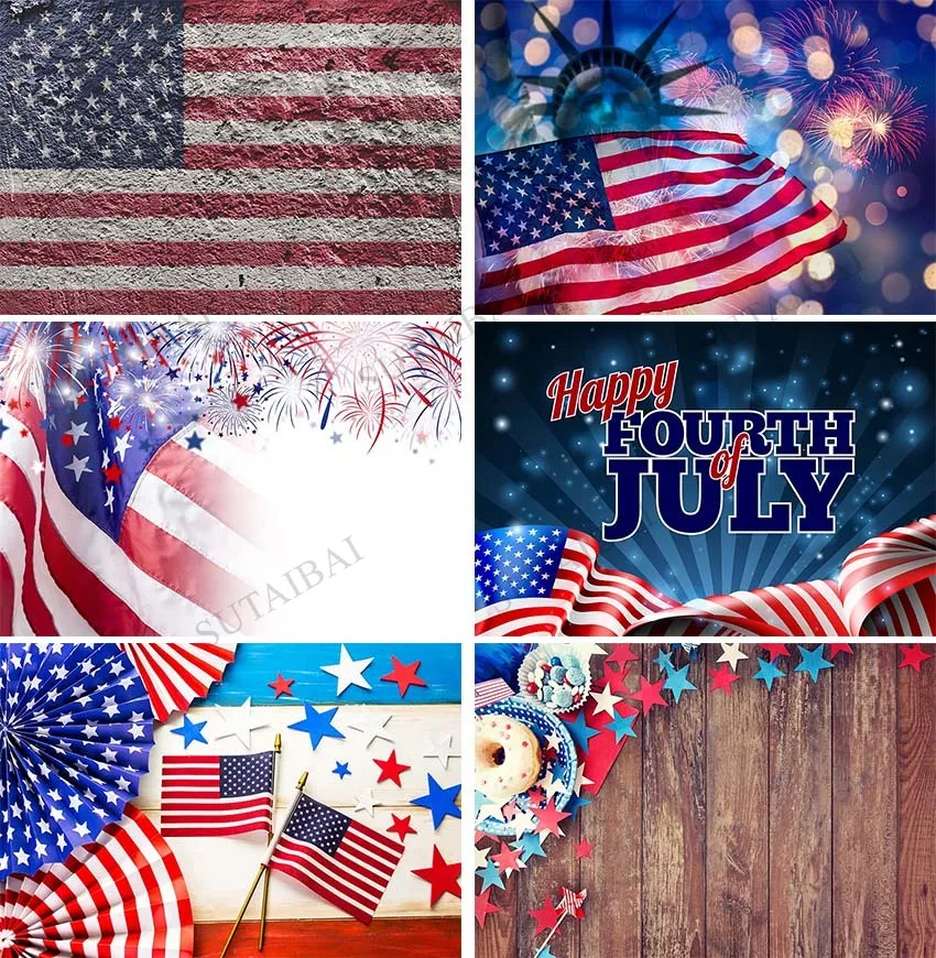 

Photo Backdrops Independence Day Wood Flag Vintage Fantasy Props for Newborn Computer Printing