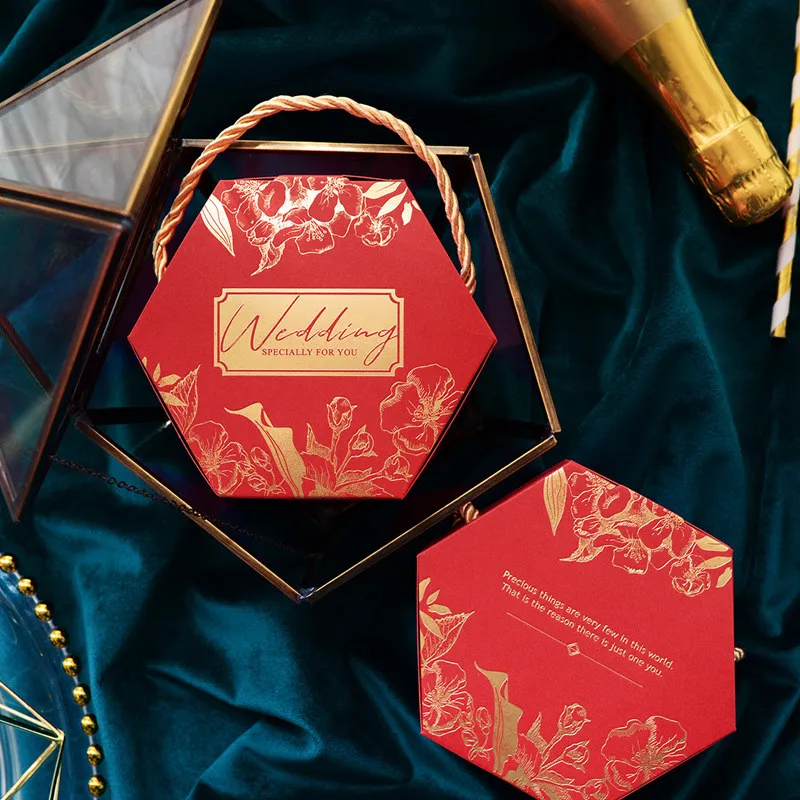 

5/20/30pcs Hexagon Candy Box Thank You Print Wedding Invite Favors For Guests Bonnieres Baptism Souvenirs Paper Bags For Gifts