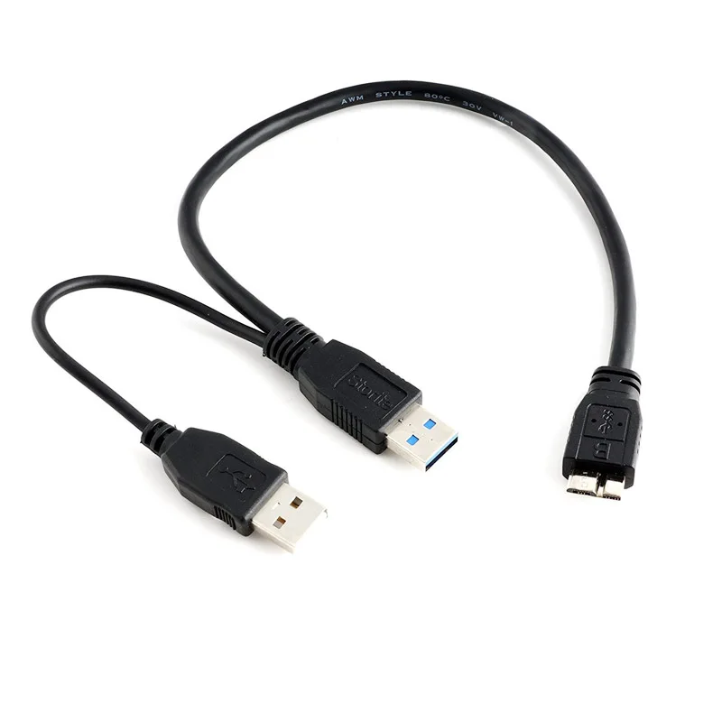 USB 3 0 двойная Мощность Y Форма 2 X Тип A к Micro B Супер Скоростной кабель Внешние