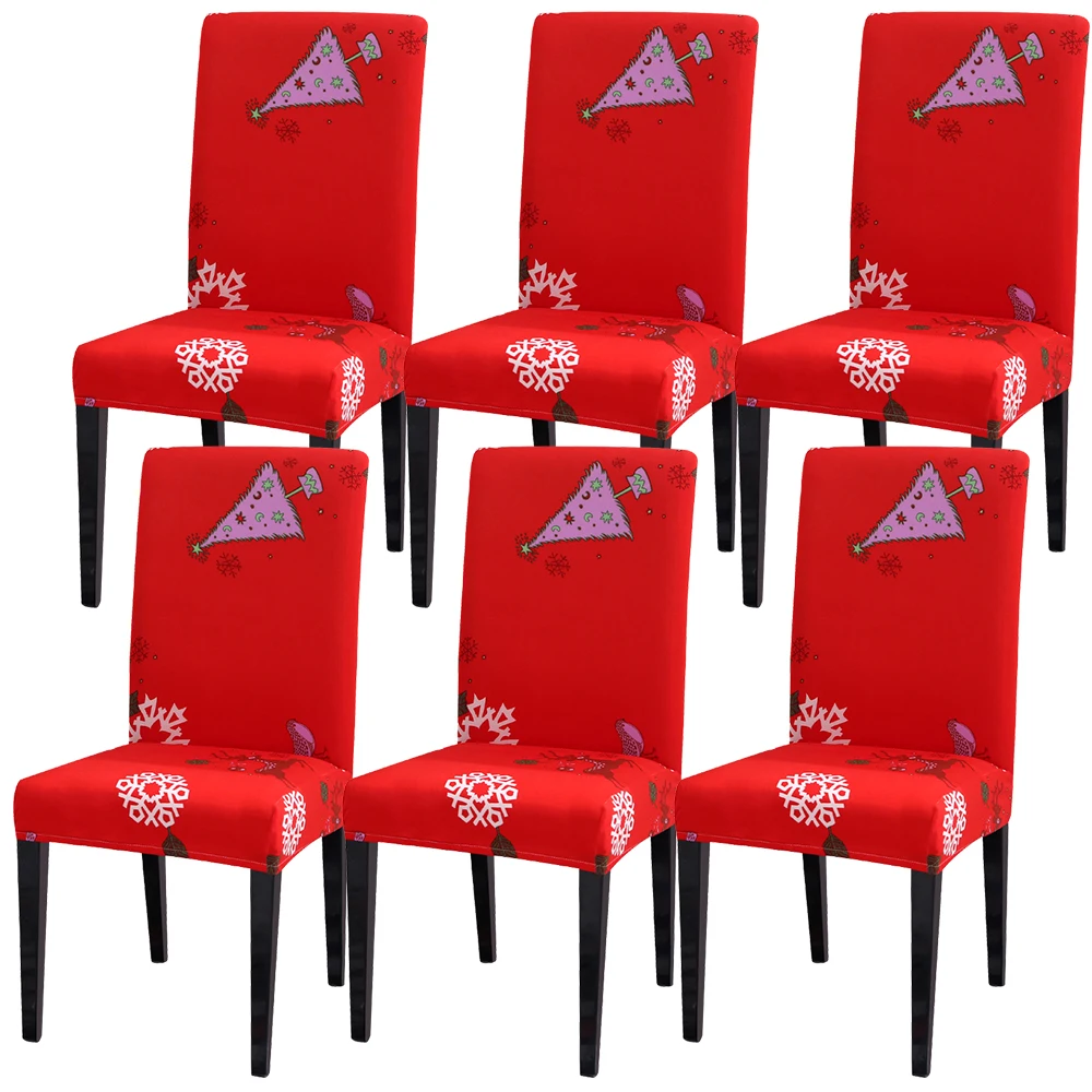 6PCs C 1/4/6 шт Рождество Обеденная чехлы для стульев съемным моющимся стрейч сиденья украшения на Рождество в гостиничных залах торжеств Вечерние - Цвет: 6PCs C