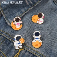 astronaut enamel pins moon badges planet brooches travel space lover cartoon lapel clothes sweater jewelry gifts women wholesale