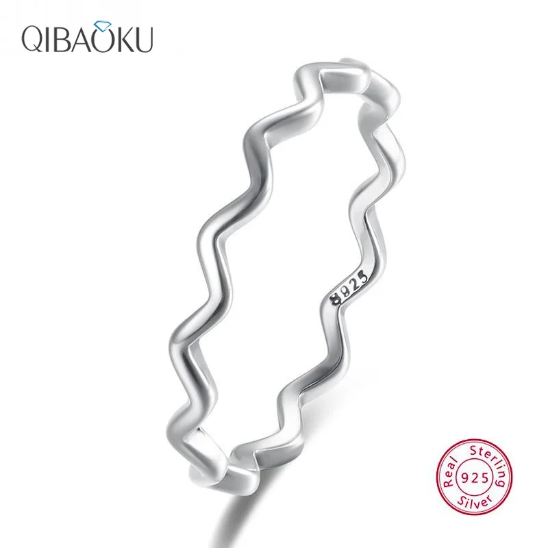 

925 Sterling Silver Rings Women Dainty Fashion Jewelry Creative Ripple Minimalist Rings Personality Fine Silverware Female Gift