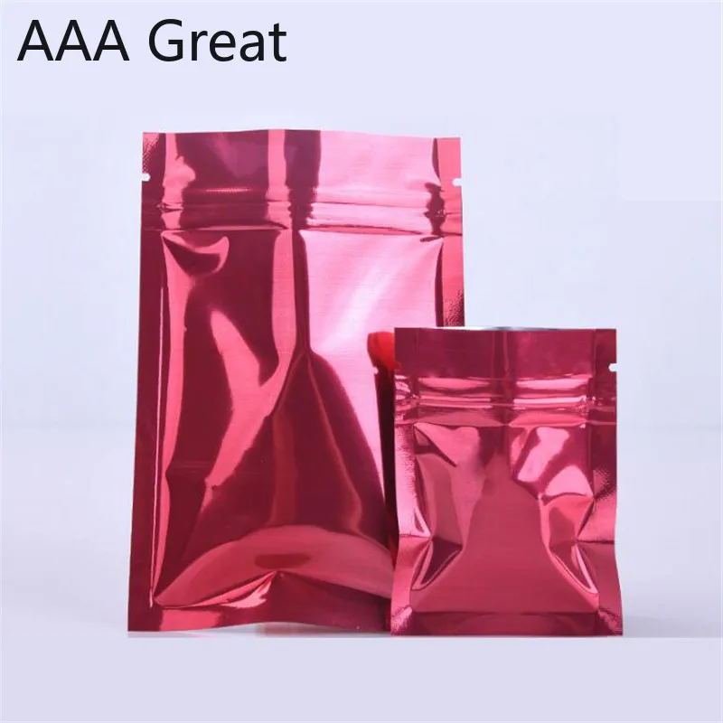 

100 Pcs Aluminum Foil Bag Self Seal Zipper Ziplock Packing Food Bags Retail Resealable Baking Packaging Bag Pouch Red Storage