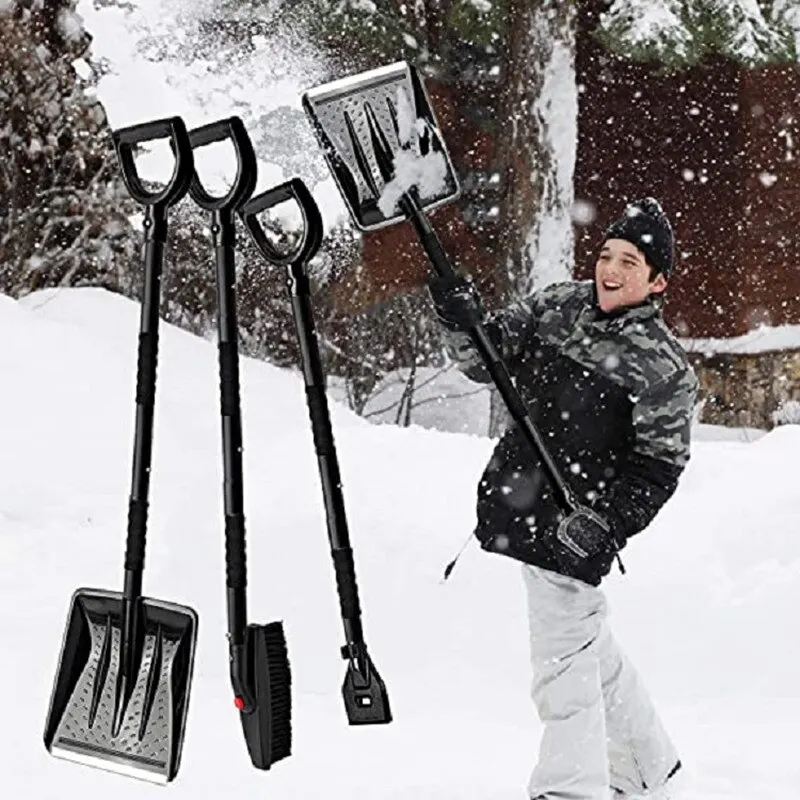 

Скребок для льда автомобиля лопат 3 в 1, устройство для быстрой очистки лобового стекла и снега, выдвижной садовый инструмент для чистки