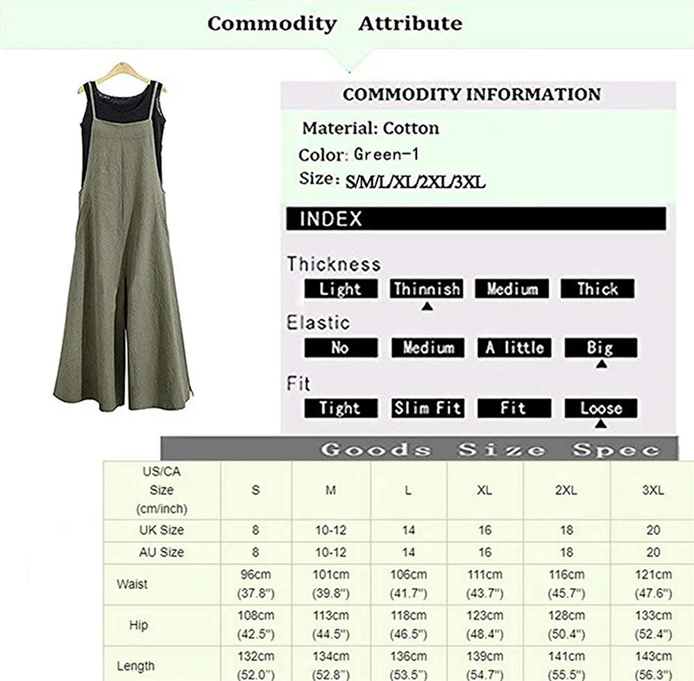 

Women Casual Loose Jumpsuit Summer Solid Strap Wide Leg Pants Dungaree Bib Overalls Sleeveless Oversized Cotton Linen Jumpsuits