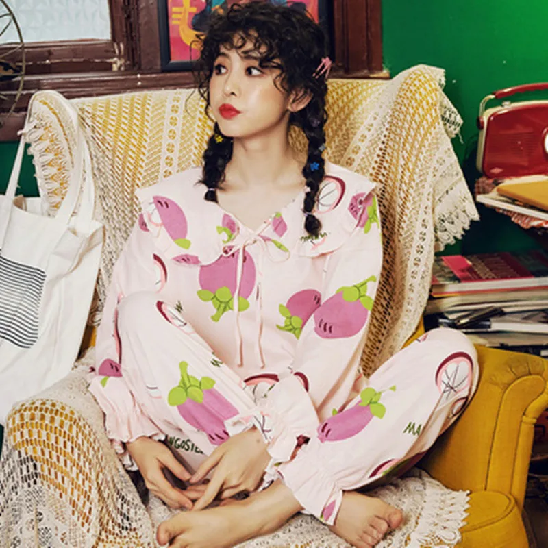 

Pajama women's long sleeve cardigan pure cotton spring autumn Korean version fashion can wear women's autumn winter home clothes