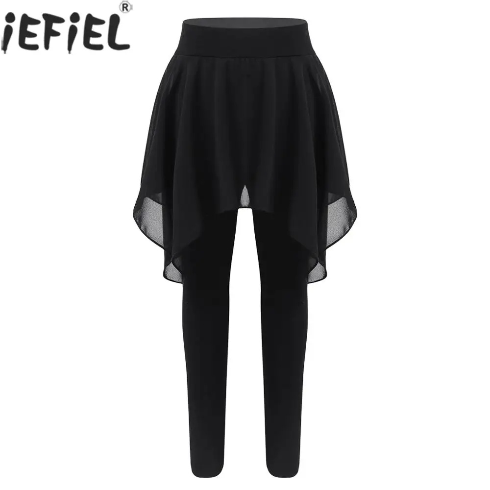 

Юбка-брюки для девочек, Детские Балетные колготки, танцевальные штаны, асимметричная шифоновая юбка, спортивные Леггинсы для гимнастики и п...